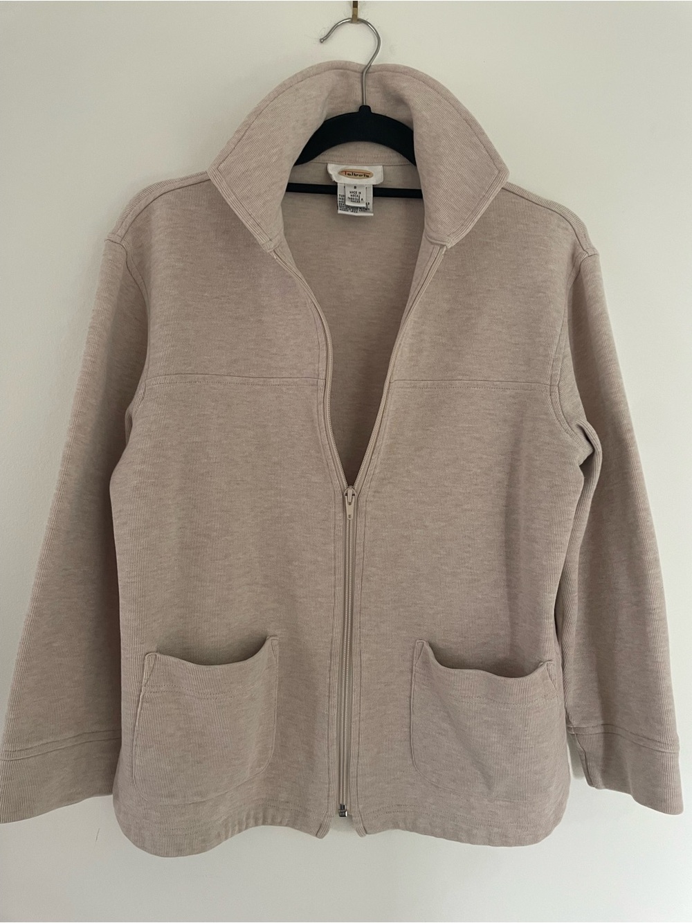 Talbots Light Beige Zip-Up Cardigan, size S